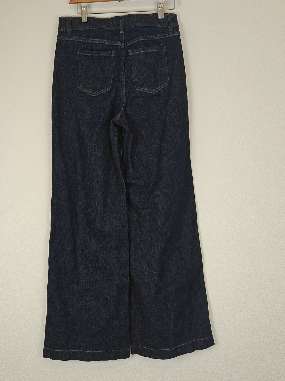 SPANX Wide Leg Raw Indigo Jeans Women’s Medium Stretch Sculpt High Rise Denim - Picture 12 of 15